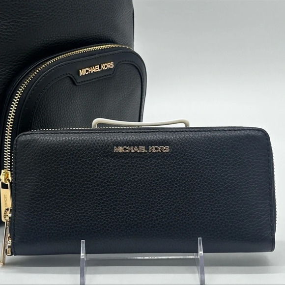 Michael Kors Medium Jaycee Backpack & Continental Wallet Wristlet Black - Picture 6 of 14